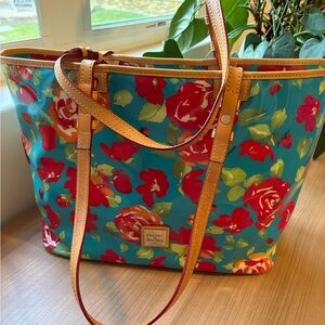Dooney & Bourke Floral Tote Bag - Blue and Red